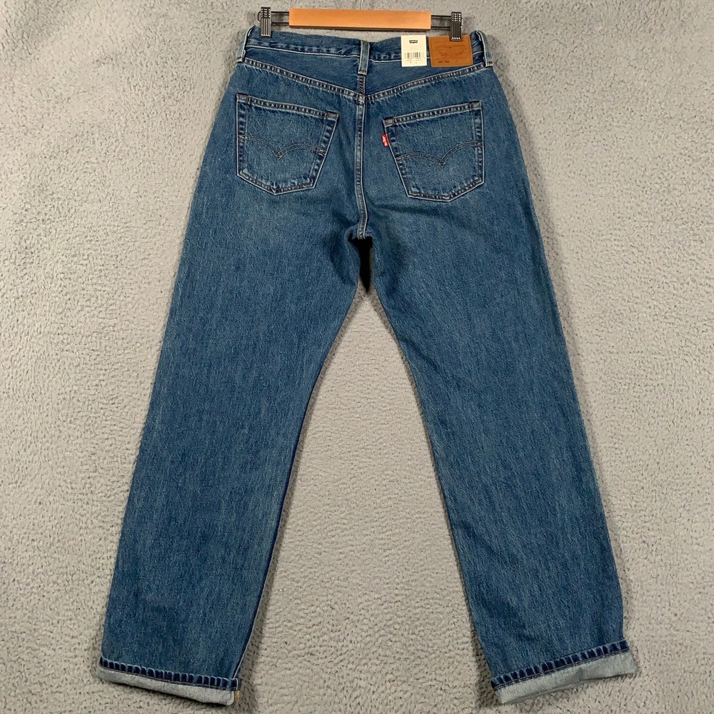 Levis 501 90s Selvedge Jeans Womens 29 Blue Straight Leg Mid Rise Premium Denim - Picture 5 of 15